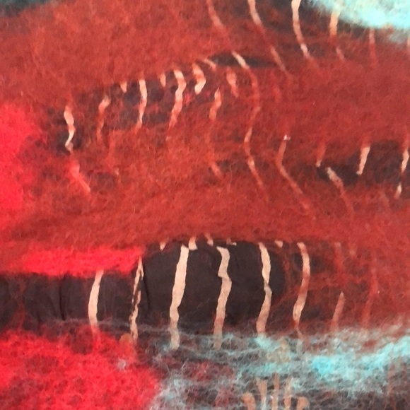 Nepal Artsy Colorful Felted Merino Wool Silk Long Scarf  74X12 Winter - Picture 10 of 12